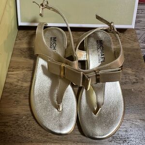 Girls Michael Kors gold thong sandals size 12